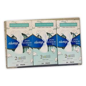 Always Pure Cotton With Flexfoam Size 2 Heavy Flow Menstrual Pads, 3 Packs